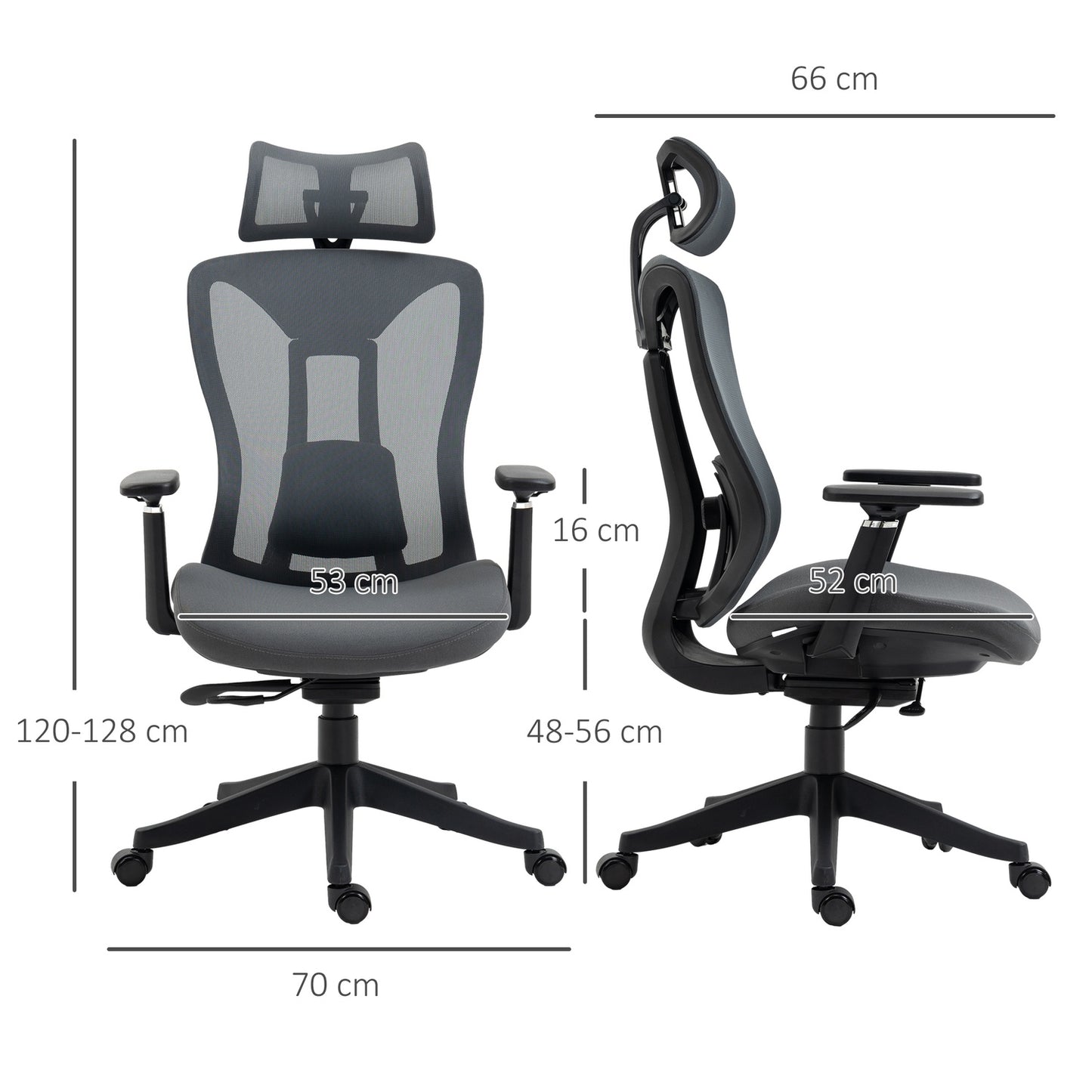 Ergonomic mesh office chair with recline - Grey