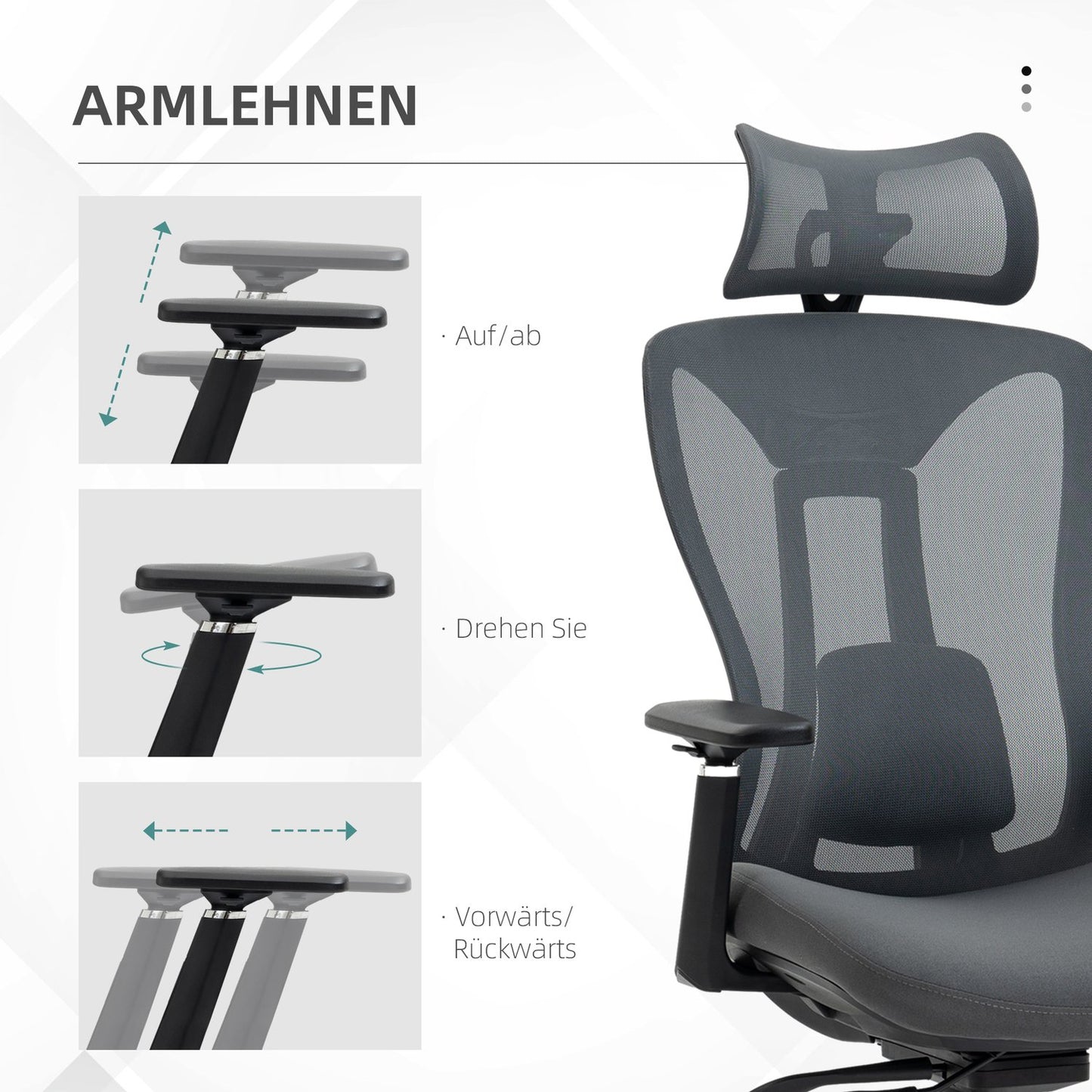 Ergonomic mesh office chair with recline - Grey