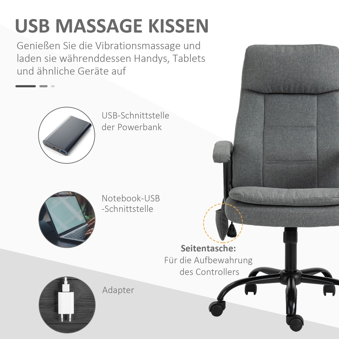 Ergonomic gaming chair with lumbar support, gray linen