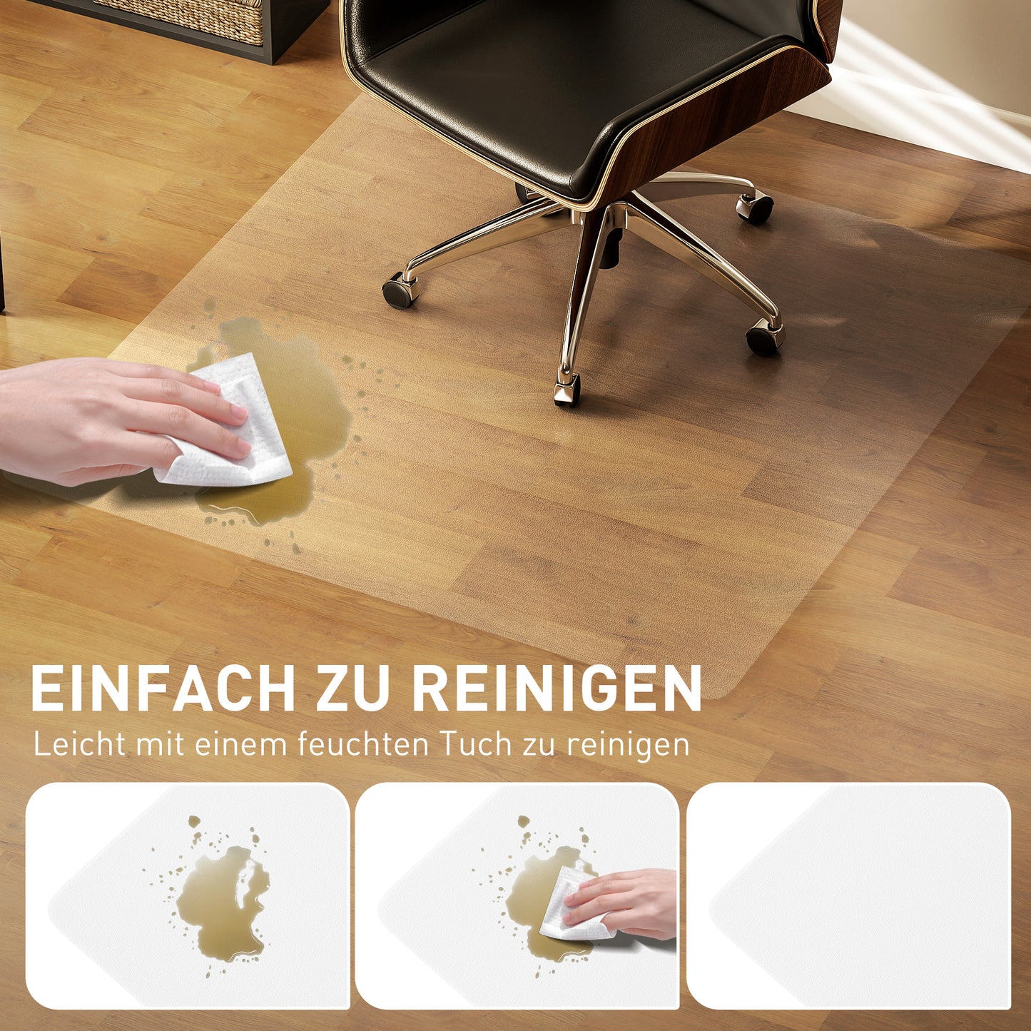 Office Chair Floor Protector, Non-Slip, 120x120 cm, Clear