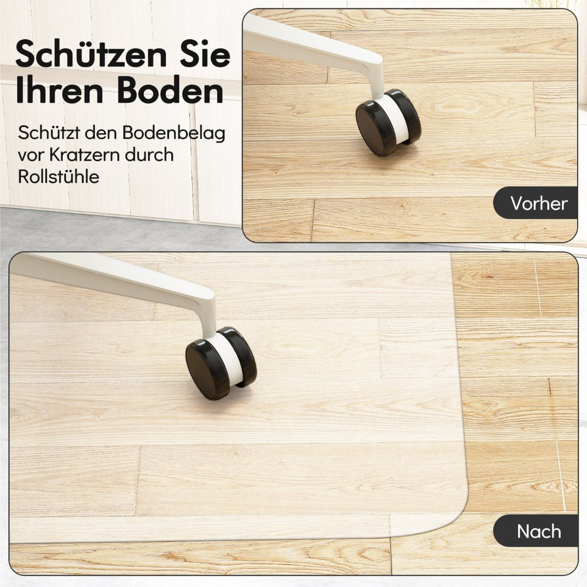Office Chair Mat 180x160 cm – Clear PVC Floor Protector
