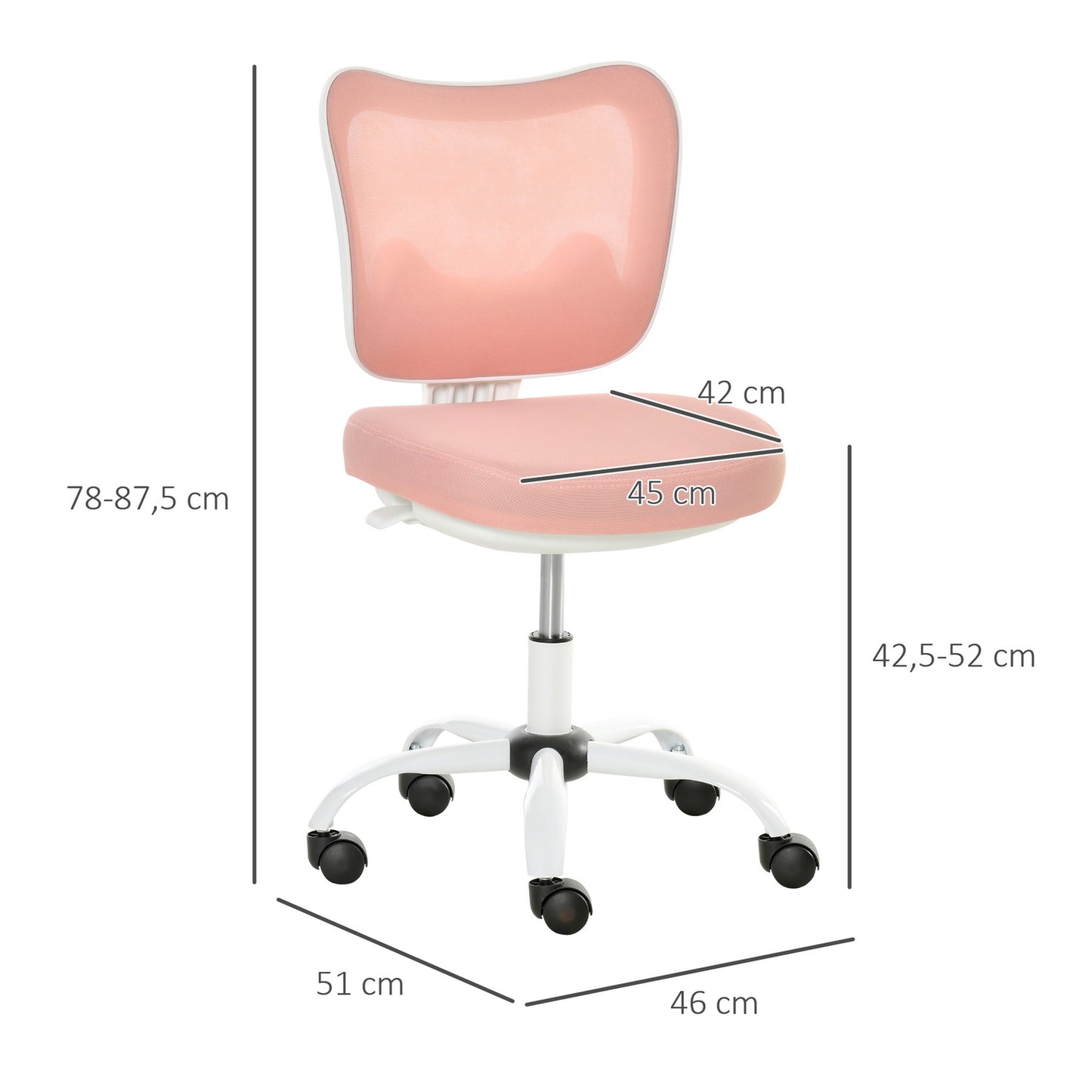 White & Pink Height-adjustable swivel office chair