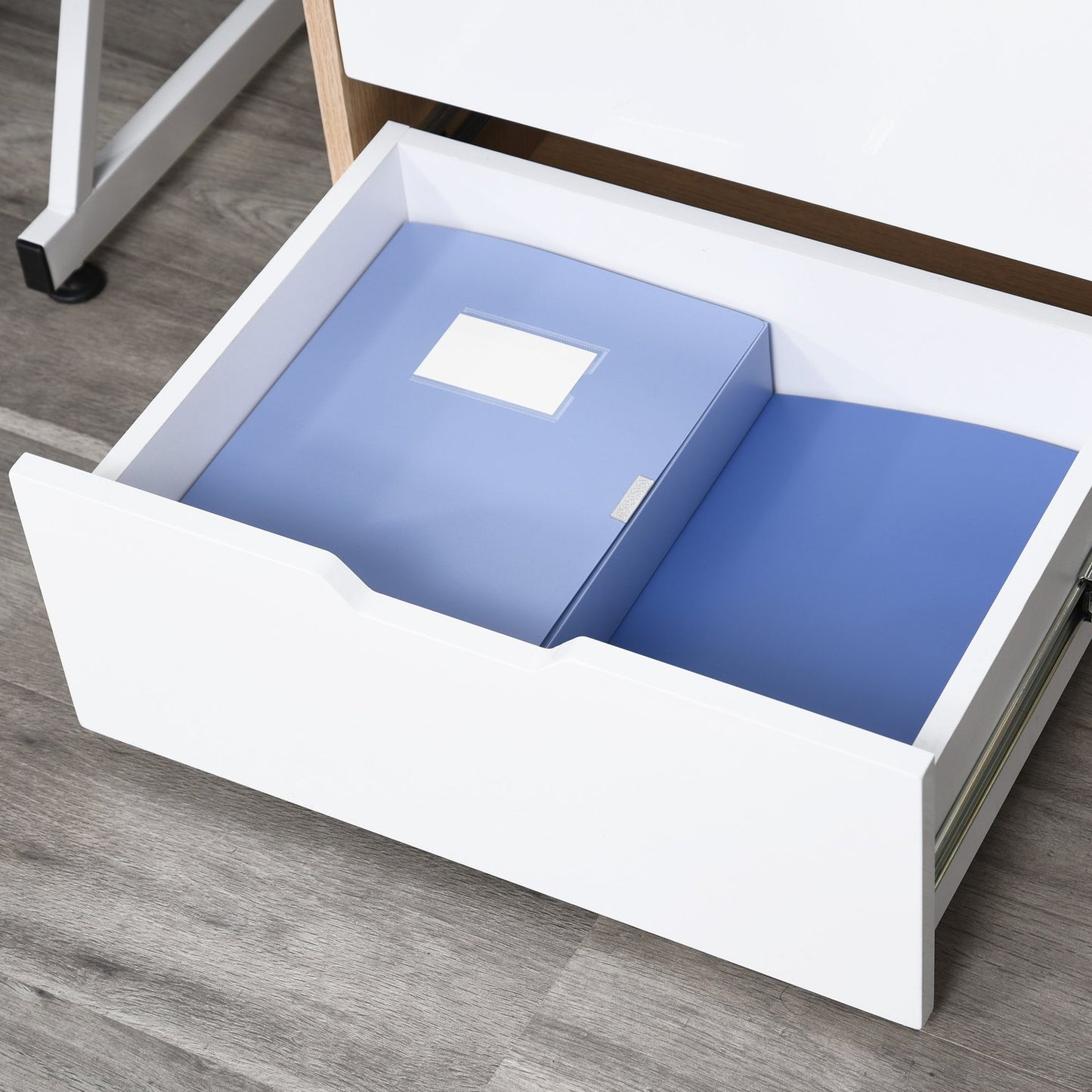 Office filing cabinet, 3 drawers, white/natural, 55x45x65.5 cm