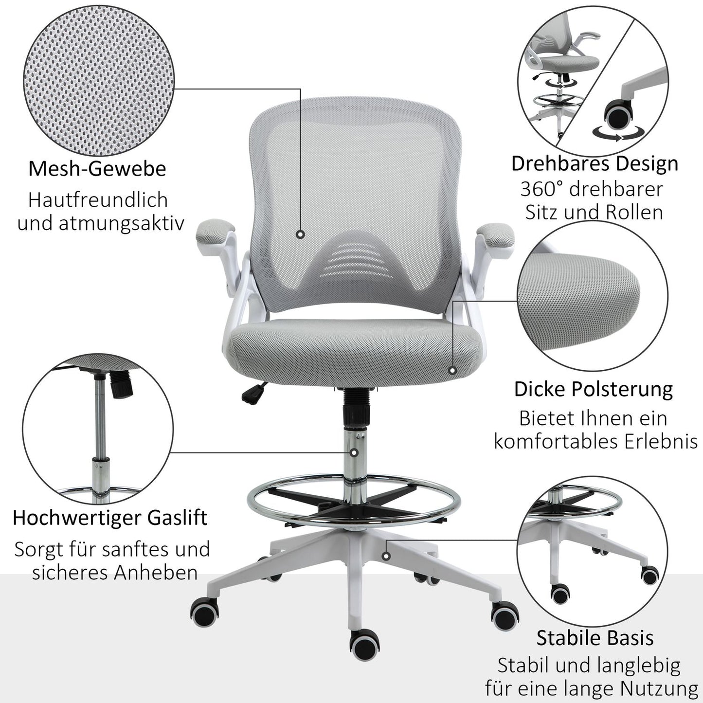Ergonomic Office Chair, Mesh Back, Adjustable Height, Black