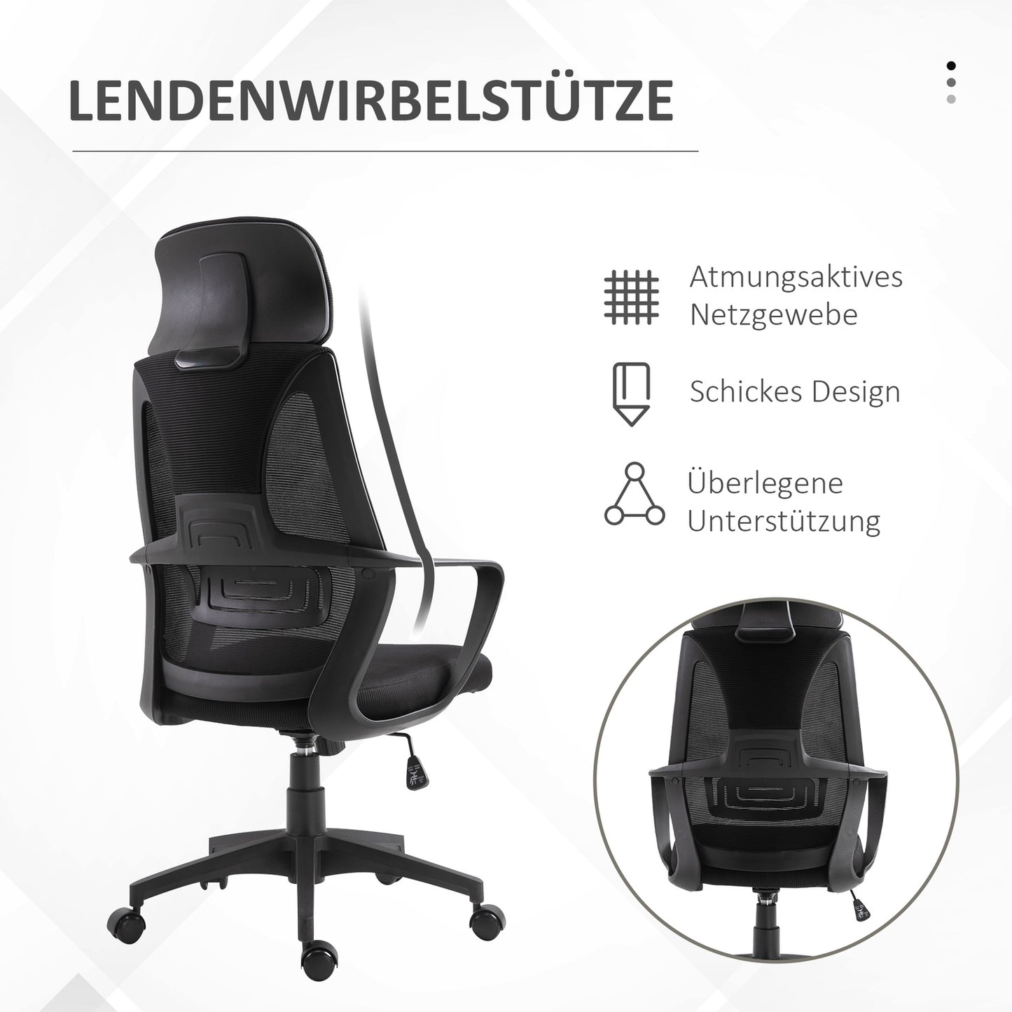 Ergonomic Office Chair, Adjustable Height, Lumbar Support