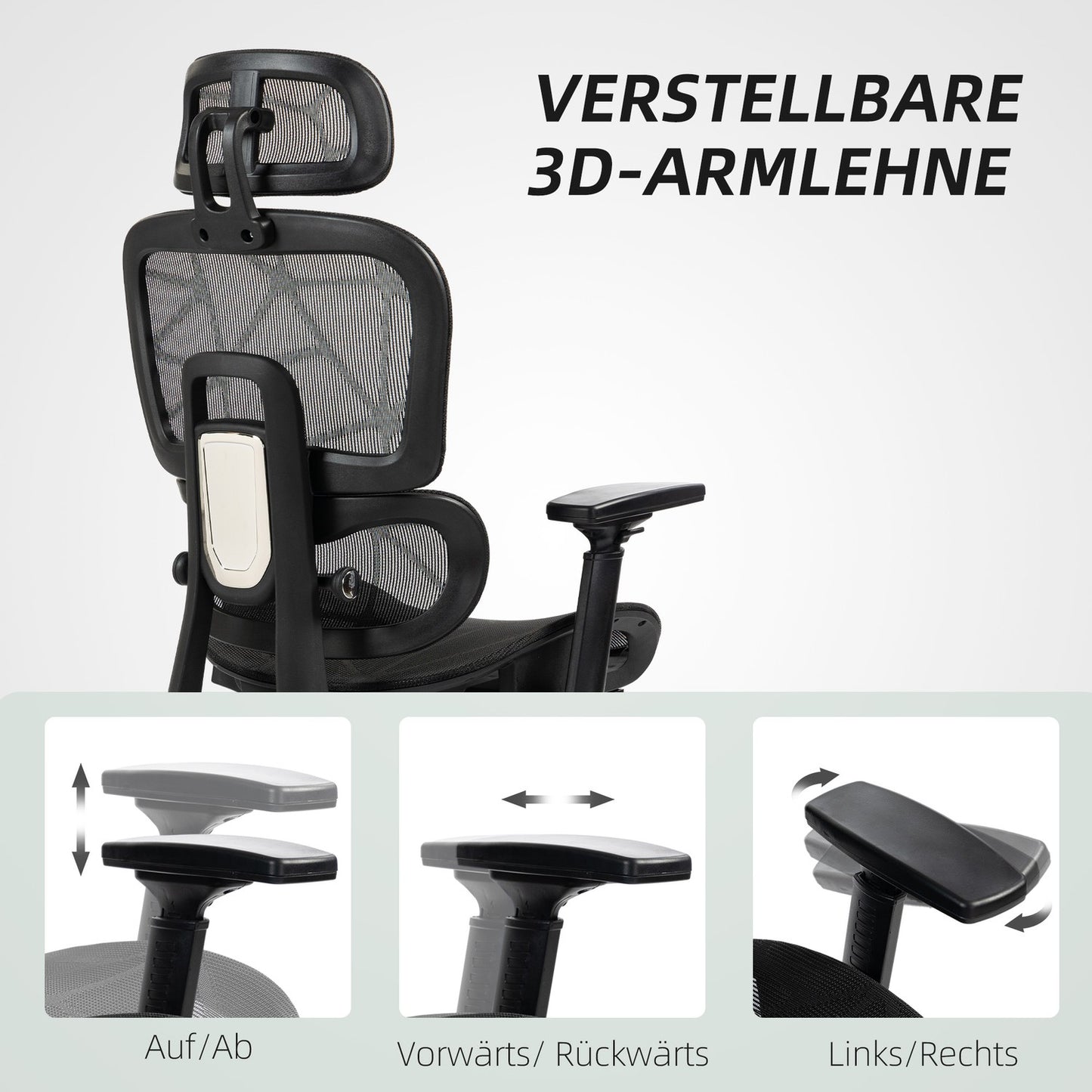 Ergonomic office chair with headrest, lumbar support, swivel