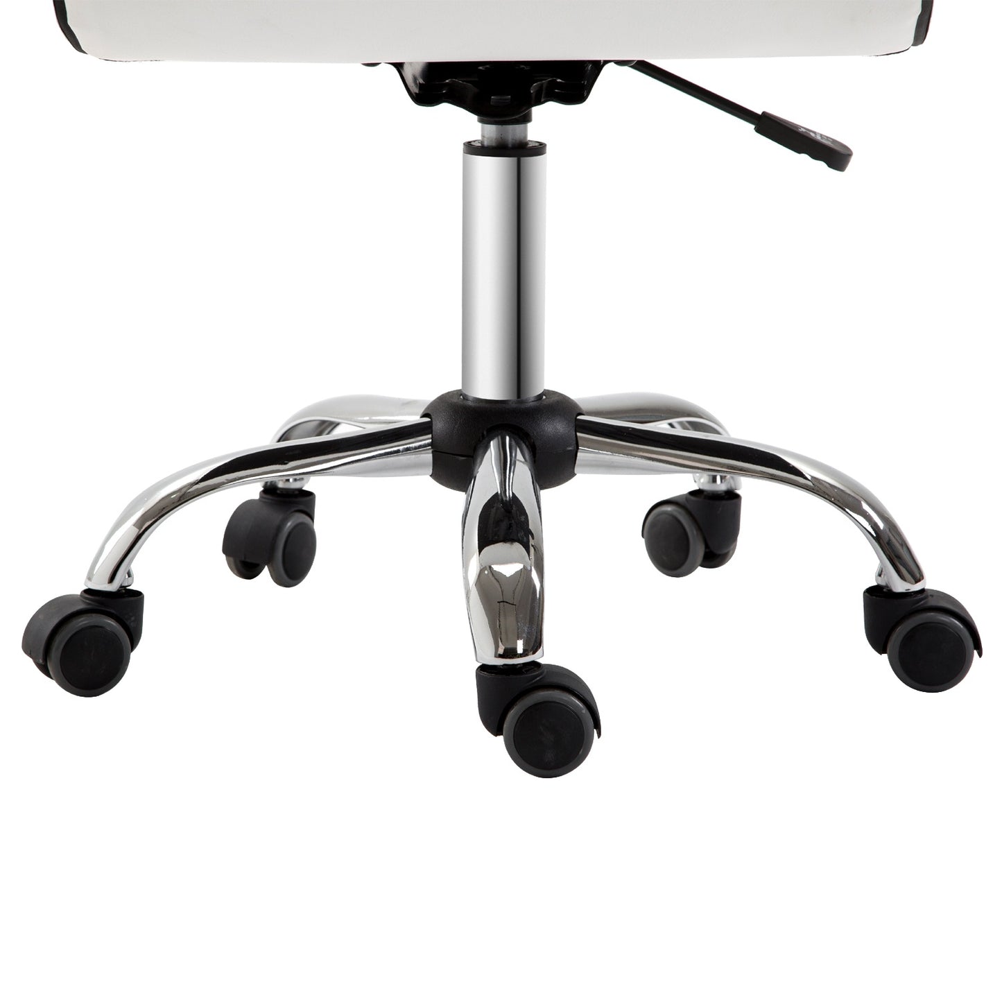 Office chair, swivel chair, imitation leather, steel frame, 5 wheels, upholstered, white