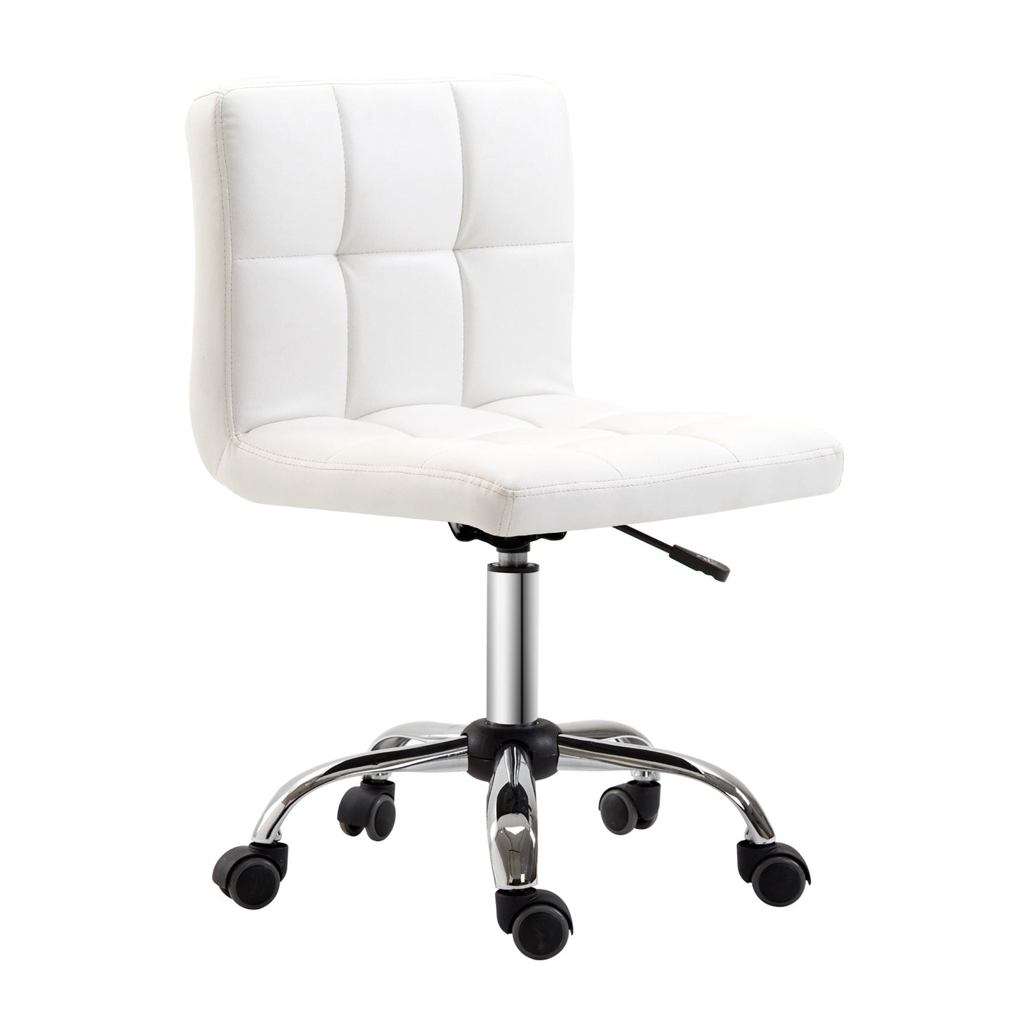 Office chair, swivel chair, imitation leather, steel frame, 5 wheels, upholstered, white