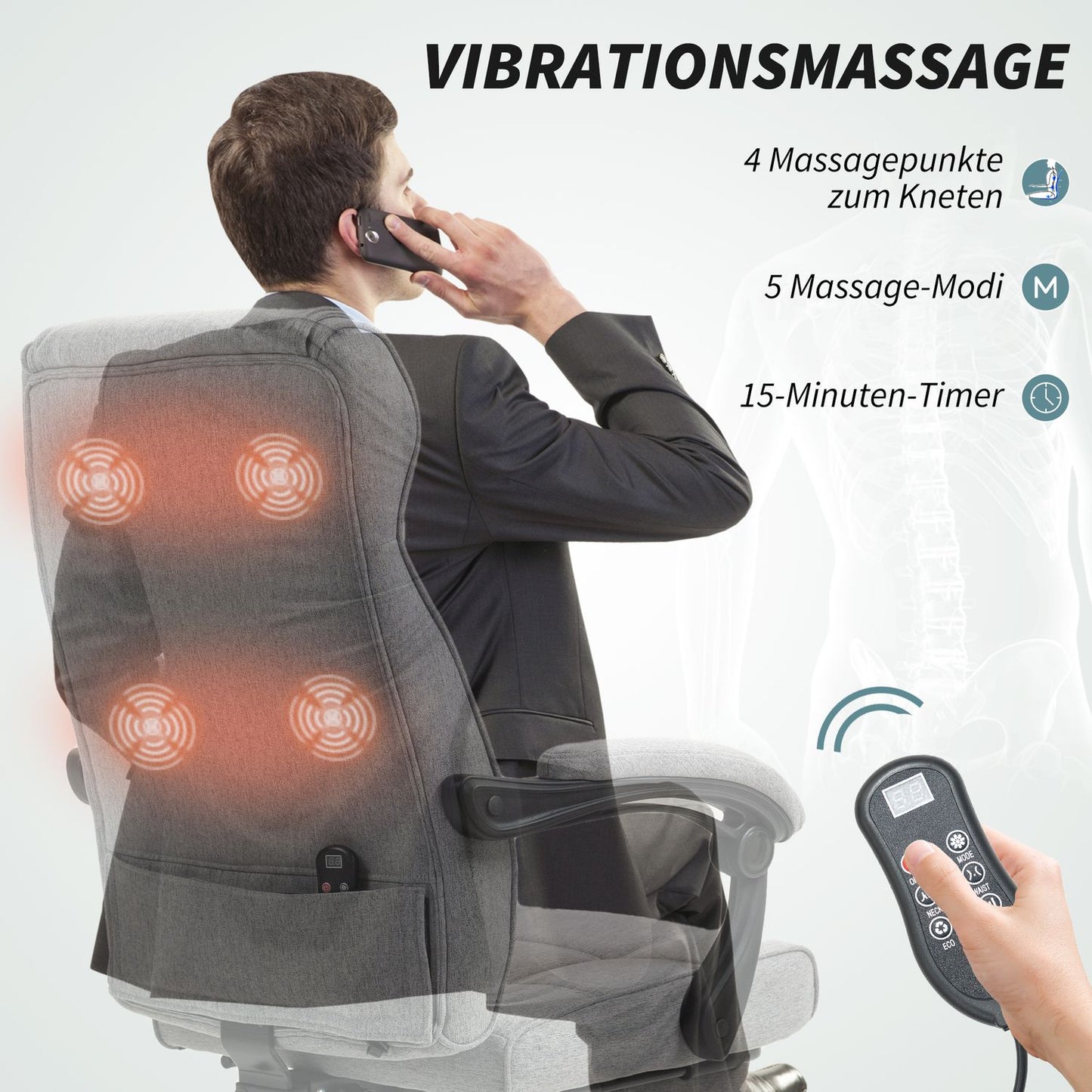Ergonomic Office Chair with Massage, Recline & Footrest
