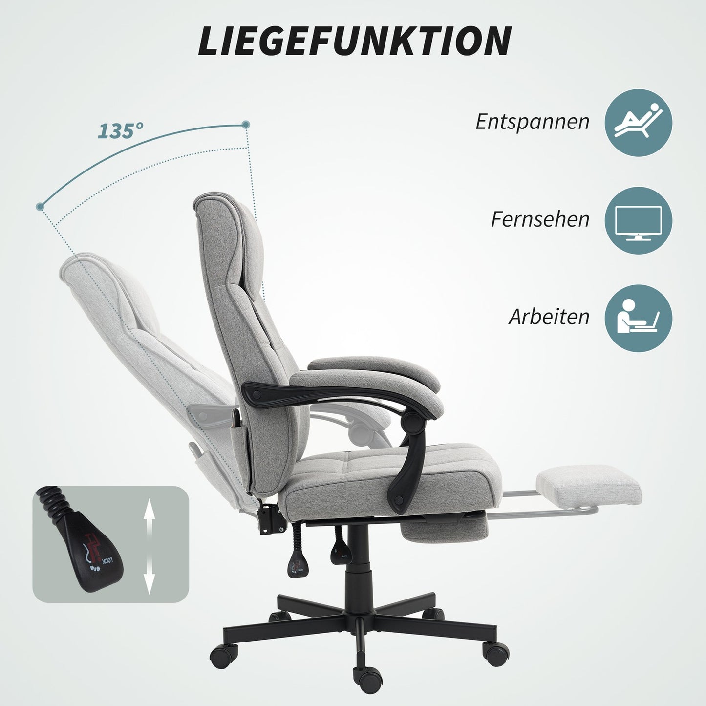 Ergonomic Office Chair with Massage, Recline & Footrest