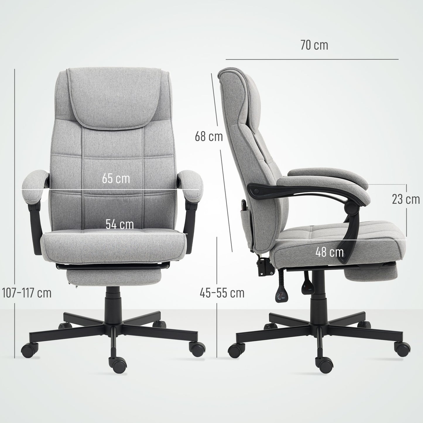Ergonomic Office Chair with Massage, Recline & Footrest