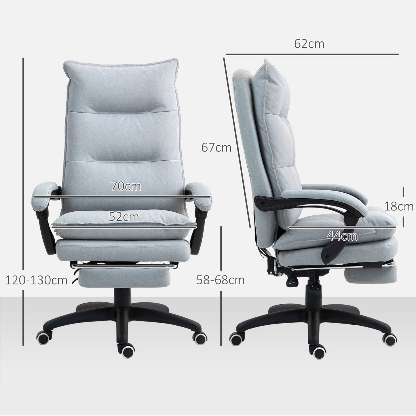 Ergonomic office chair with massage and tilt, light grey