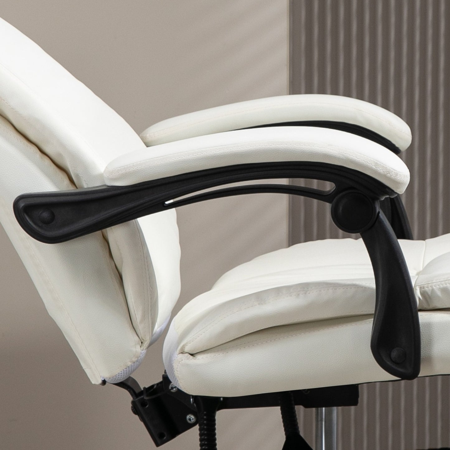 Ergonomic creamy office chair with massage & footrest