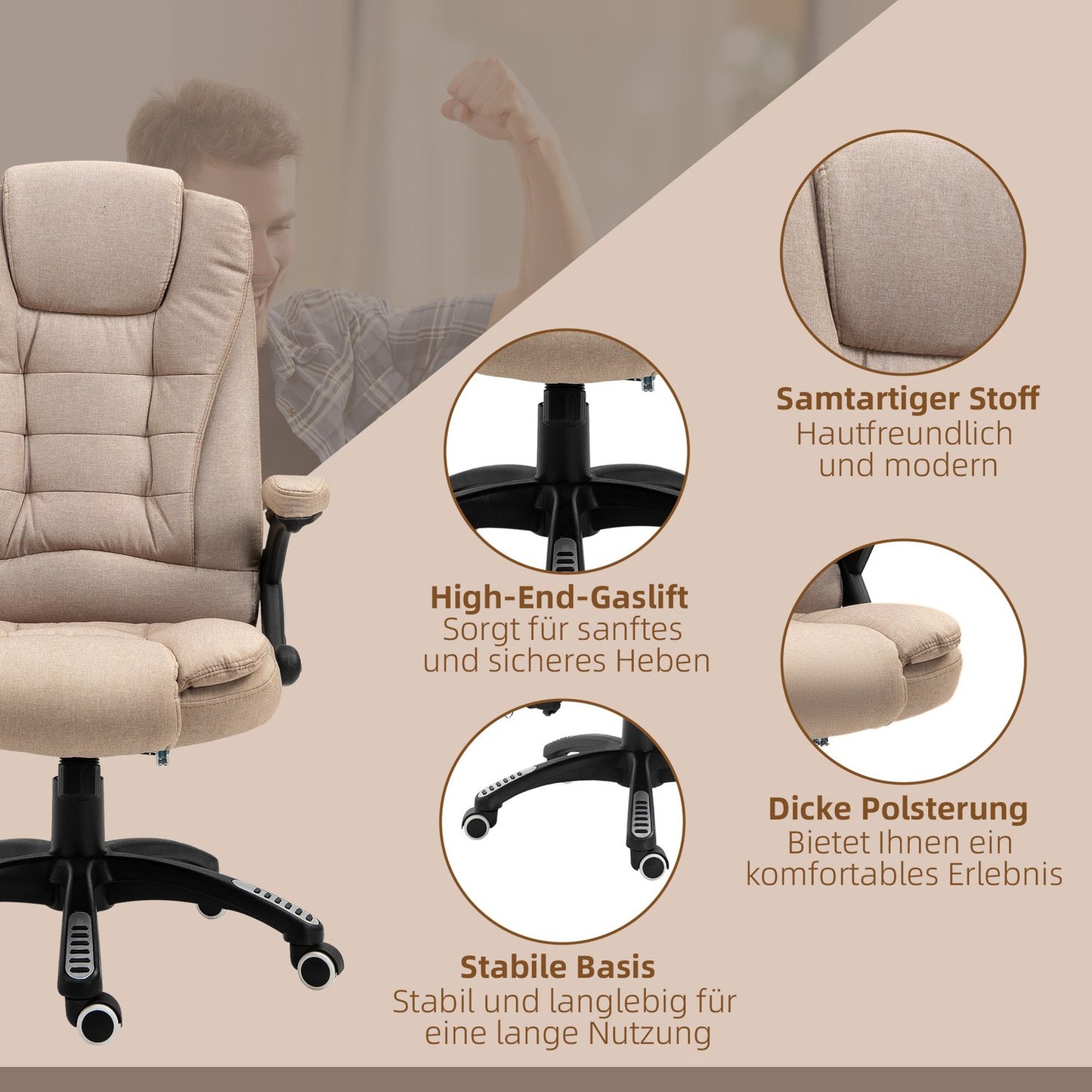 Ergonomic office chair with massage, heat and rest
