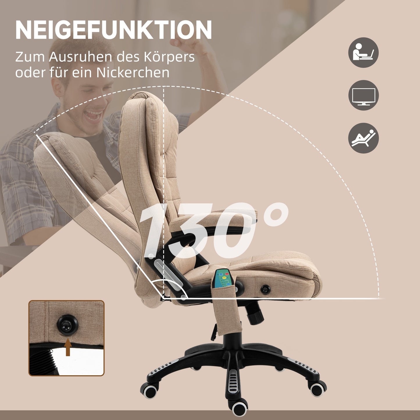 Ergonomic office chair with massage, heat and rest