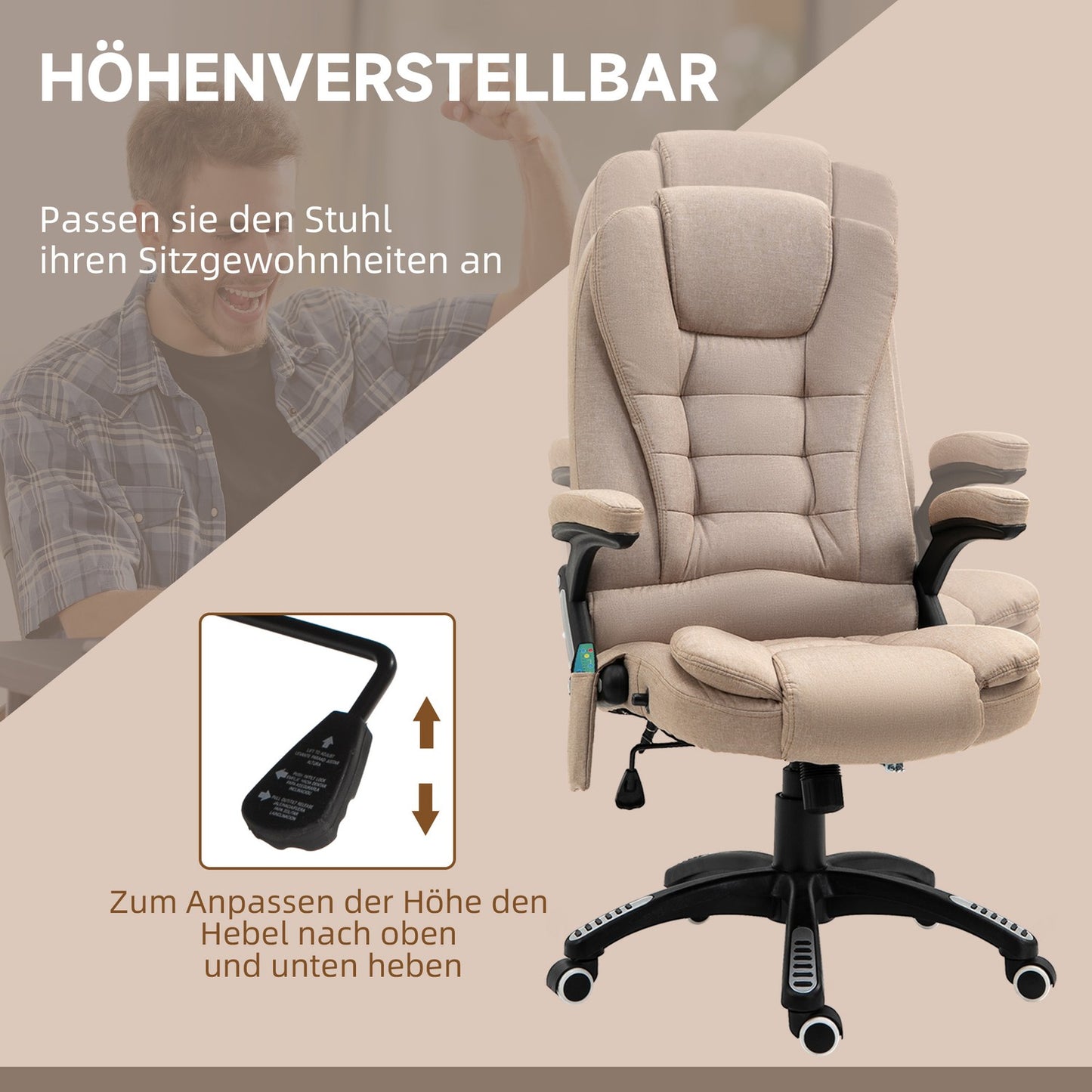 Ergonomic office chair with massage, heat and rest