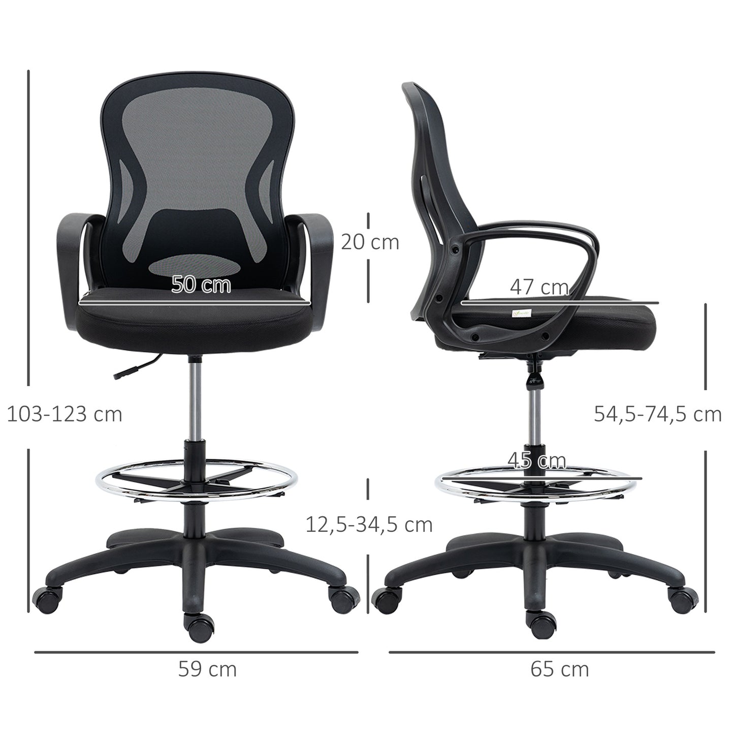 Ergonomic adjustable office chair - black, supports 120 kg