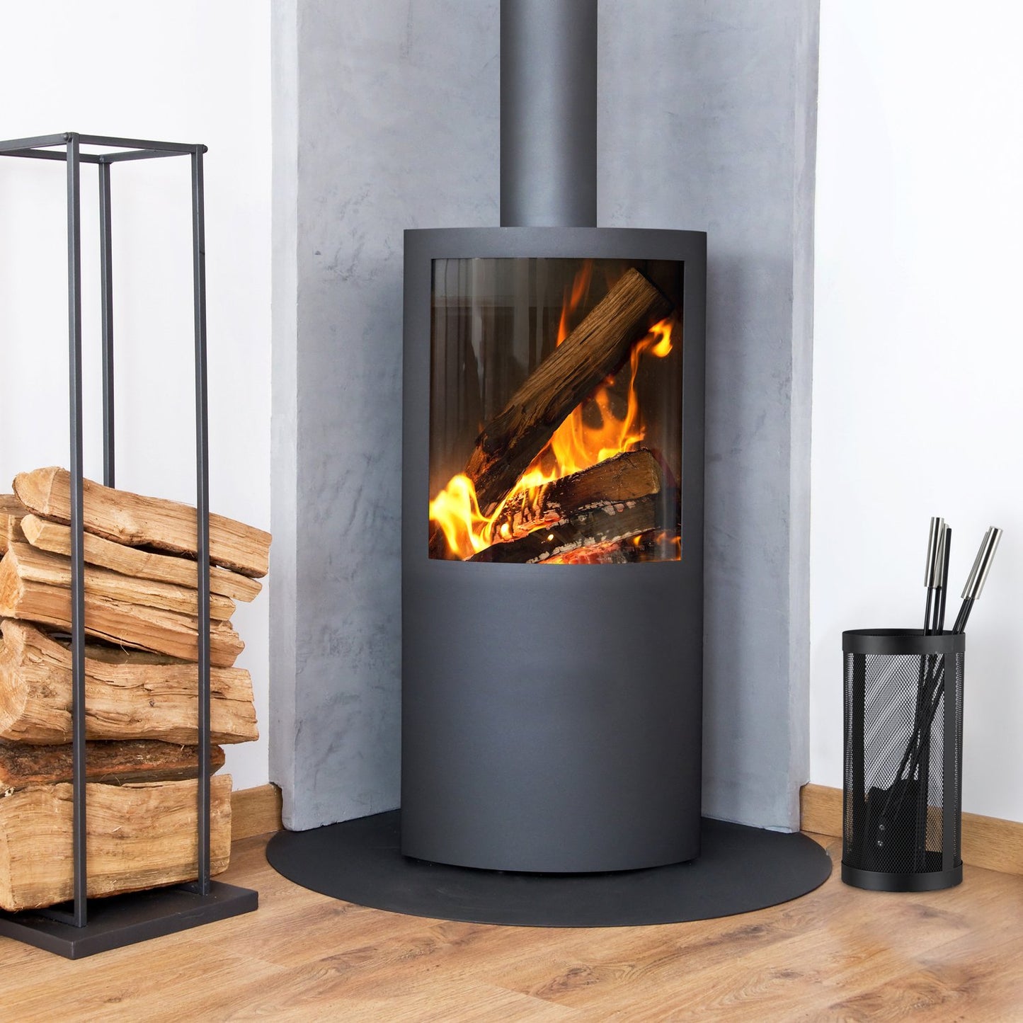 Old-fashioned fireplace in 5 parts