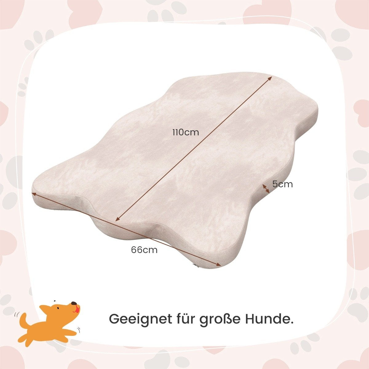 Orthopedic Dog Bed for Large Dogs with Memory Foam Support & Removable Cover Beige