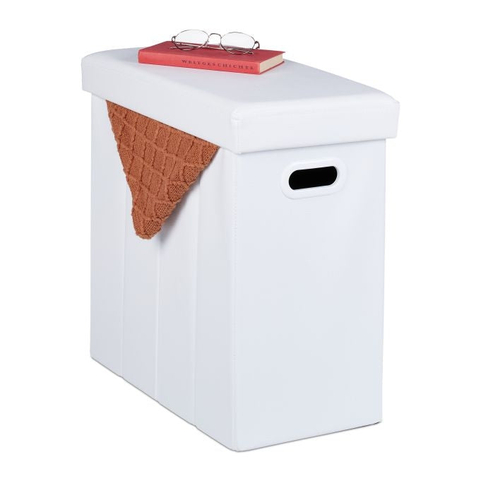 Ottoman in white artificial leather