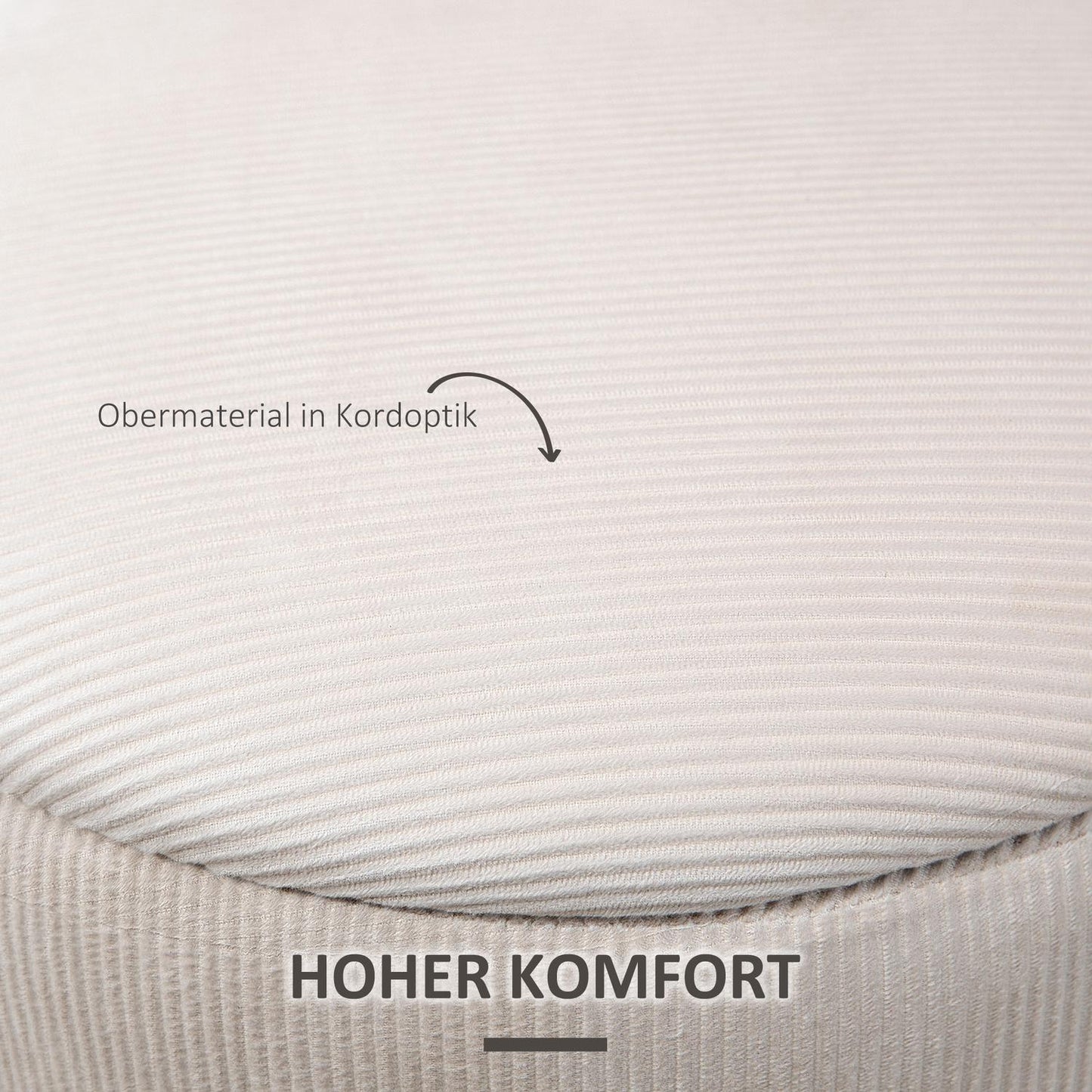 Ottoman Set of 2 with Storage, Corduroy Fabric, Cream