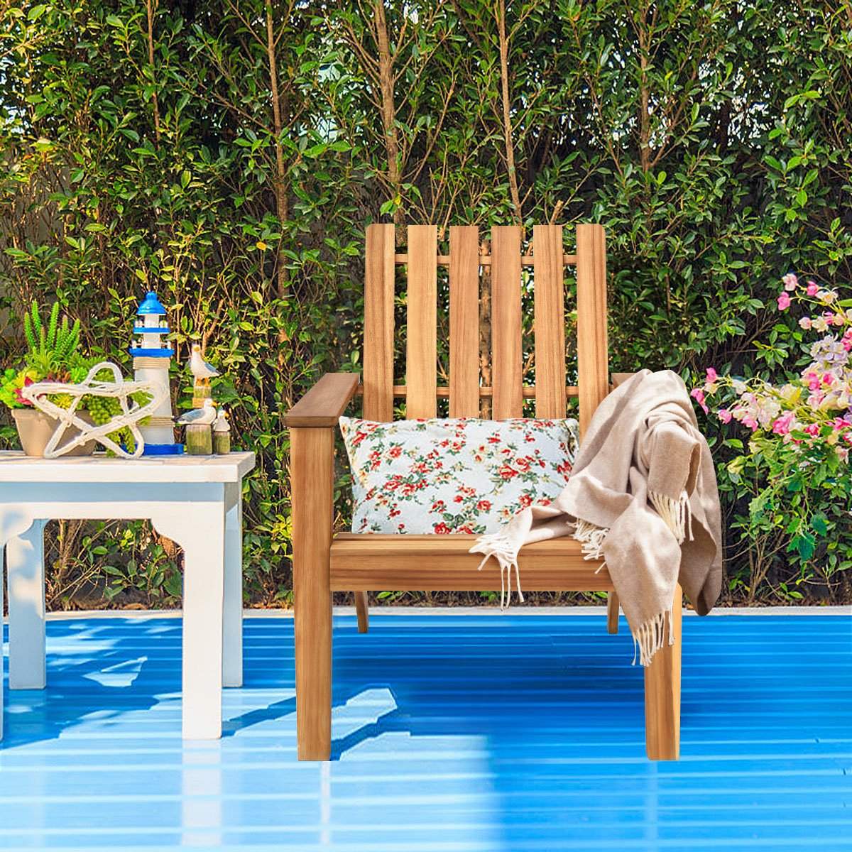 Outdoor Adirondack wooden chair Classic Adirondack chair with ergonomic design 69 x 73 x 85 cm Natural