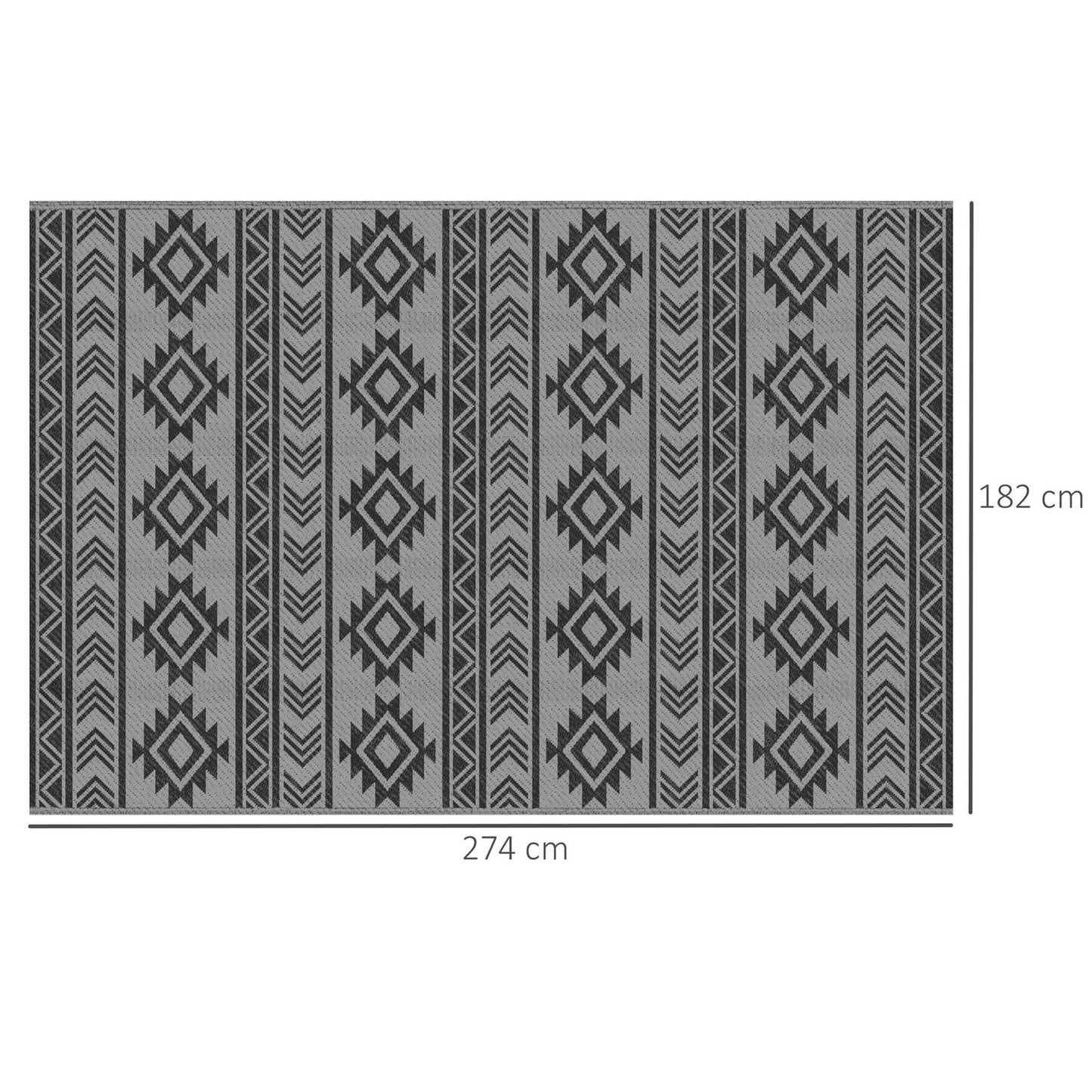 Waterproof outdoor plastic mat - Double-sided, 182x274cm