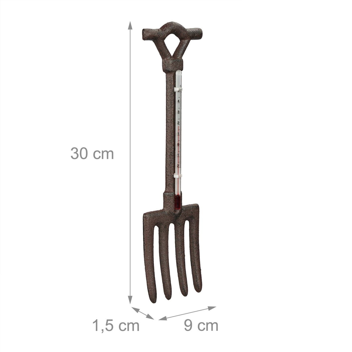 Outdoor Cast Iron Pitchfork Thermometer, Celsius Scale