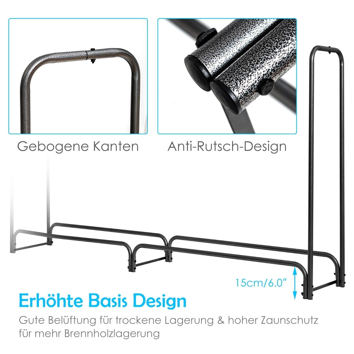 Outdoor Metal Firewood Rack with Waterproof Cover