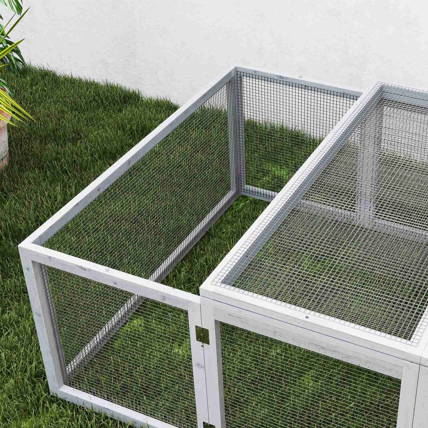 Outdoor Rabbit Hutch, Weatherproof Fir Wood, 181x100x48cm