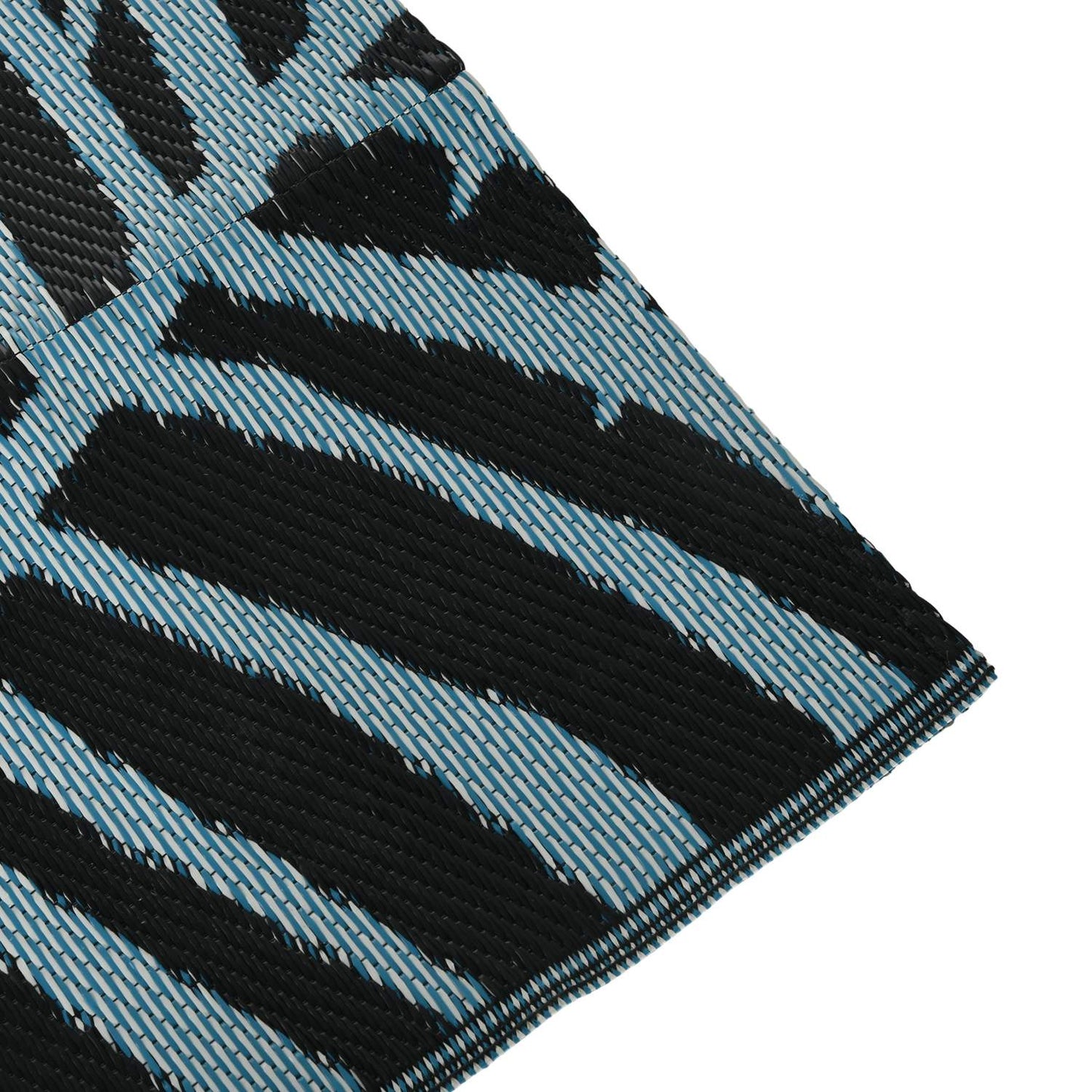 Reversible water-repellent outdoor mat, black/blue, 182x274 cm