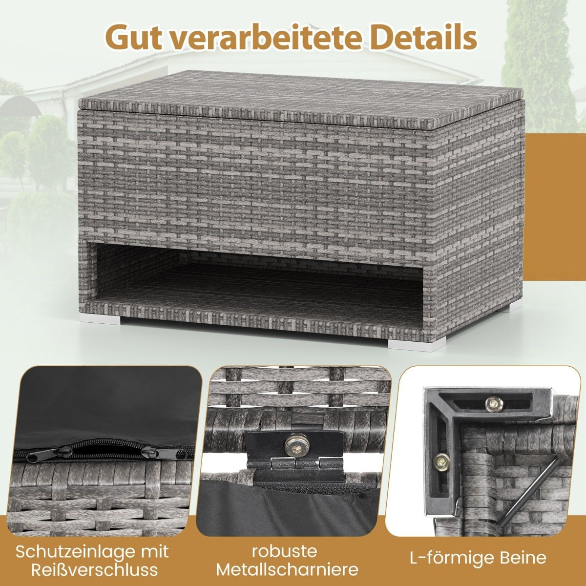 Outdoor Storage Box with Shoe Rack, 186L, Grey, Weatherproof