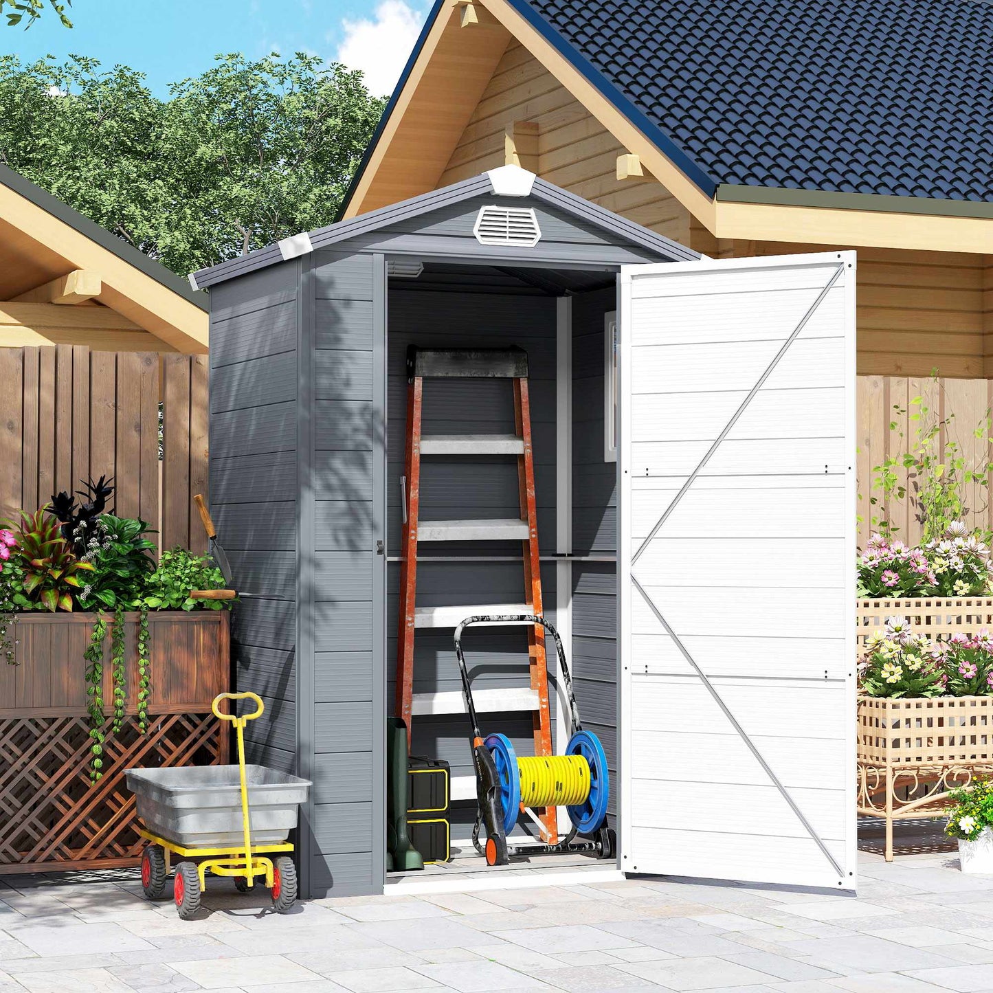 Outdoor Storage Shed, 1.1m², Polypropylene, Lockable Door