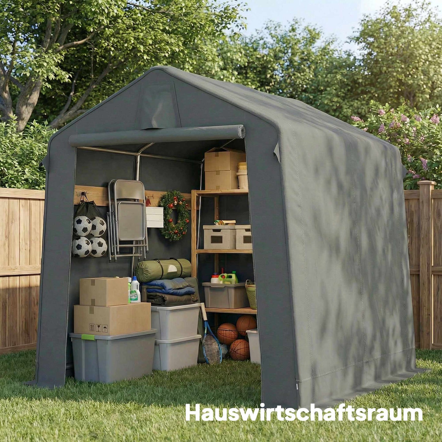 Outdoor Storage Tent 2.3 x 1.9 m, Waterproof, Dark Grey