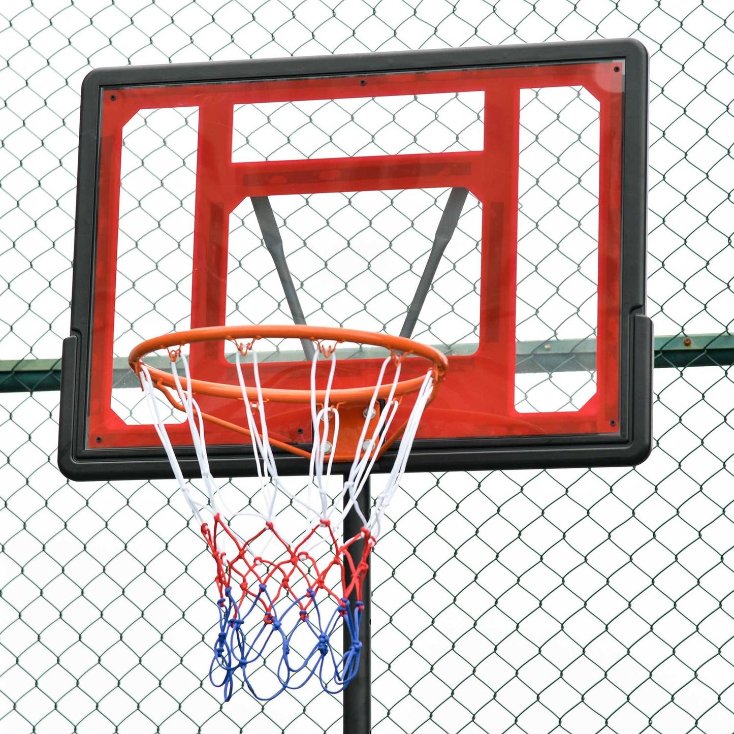 Height adjustable basketball hoop with wheels for teenagers