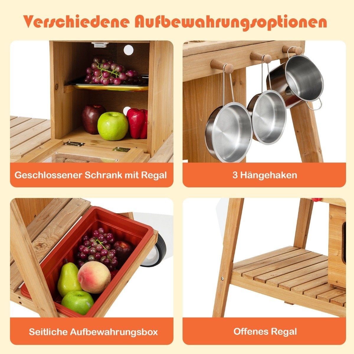 Outdoor toy trolley for children wooden toy trolley with natural parasol