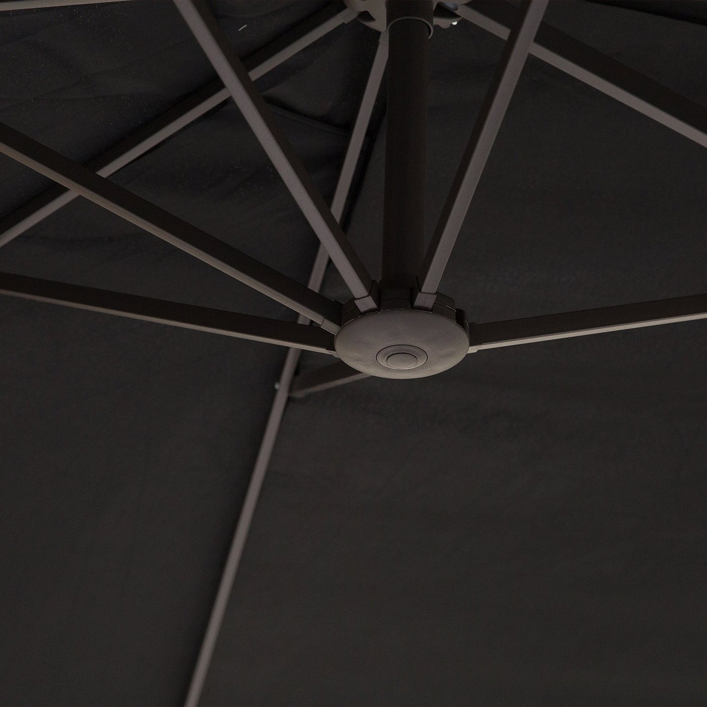 Black oval garden parasol parasol, double canopy, hand crank
