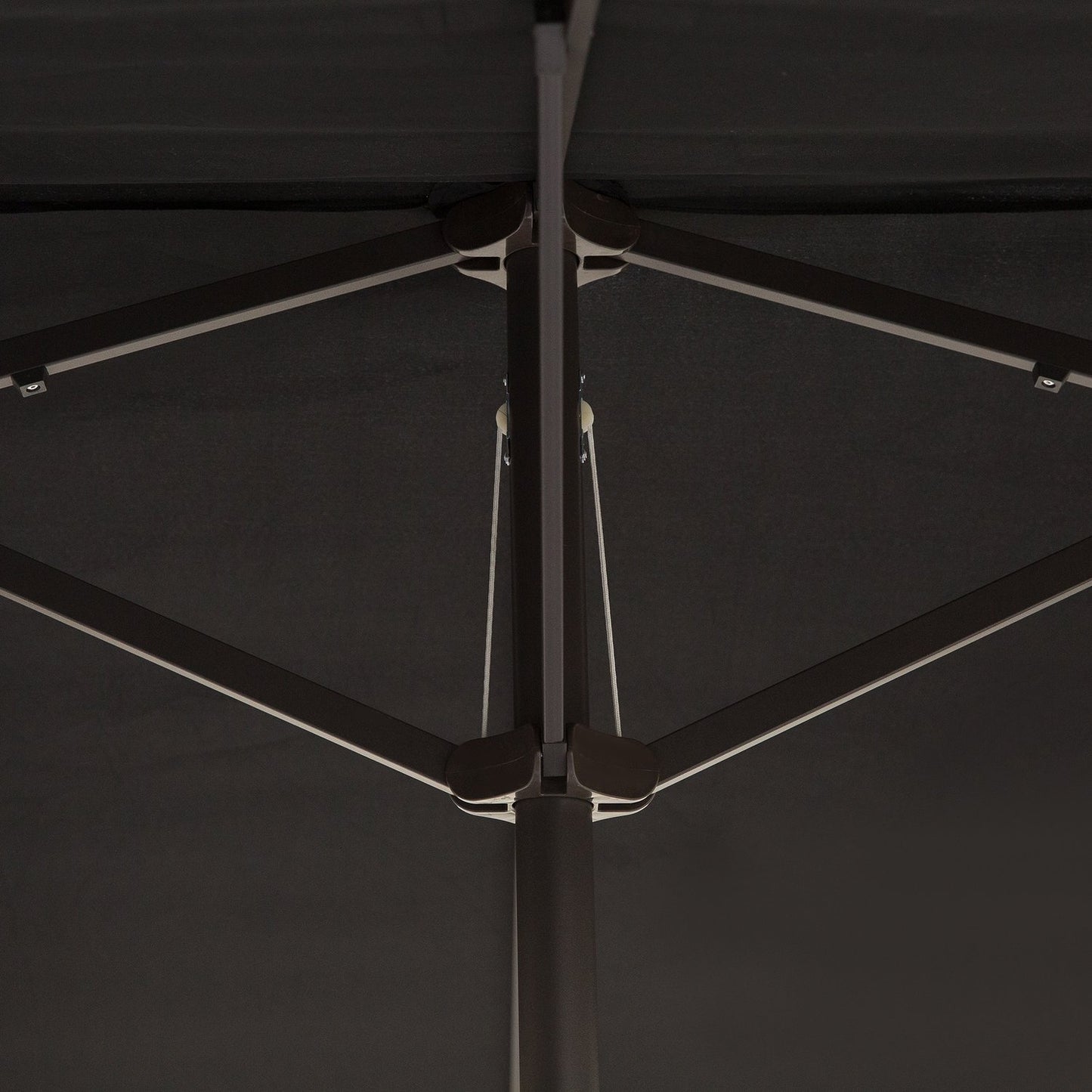 Black oval garden parasol parasol, double canopy, hand crank