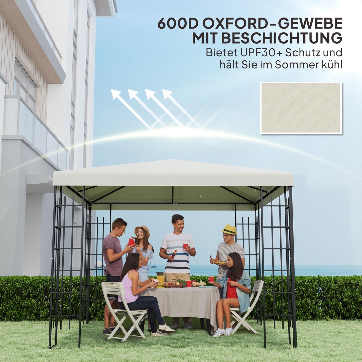 Waterproof 3x3m Gazebo roof cover, Oxford fabric, light grey