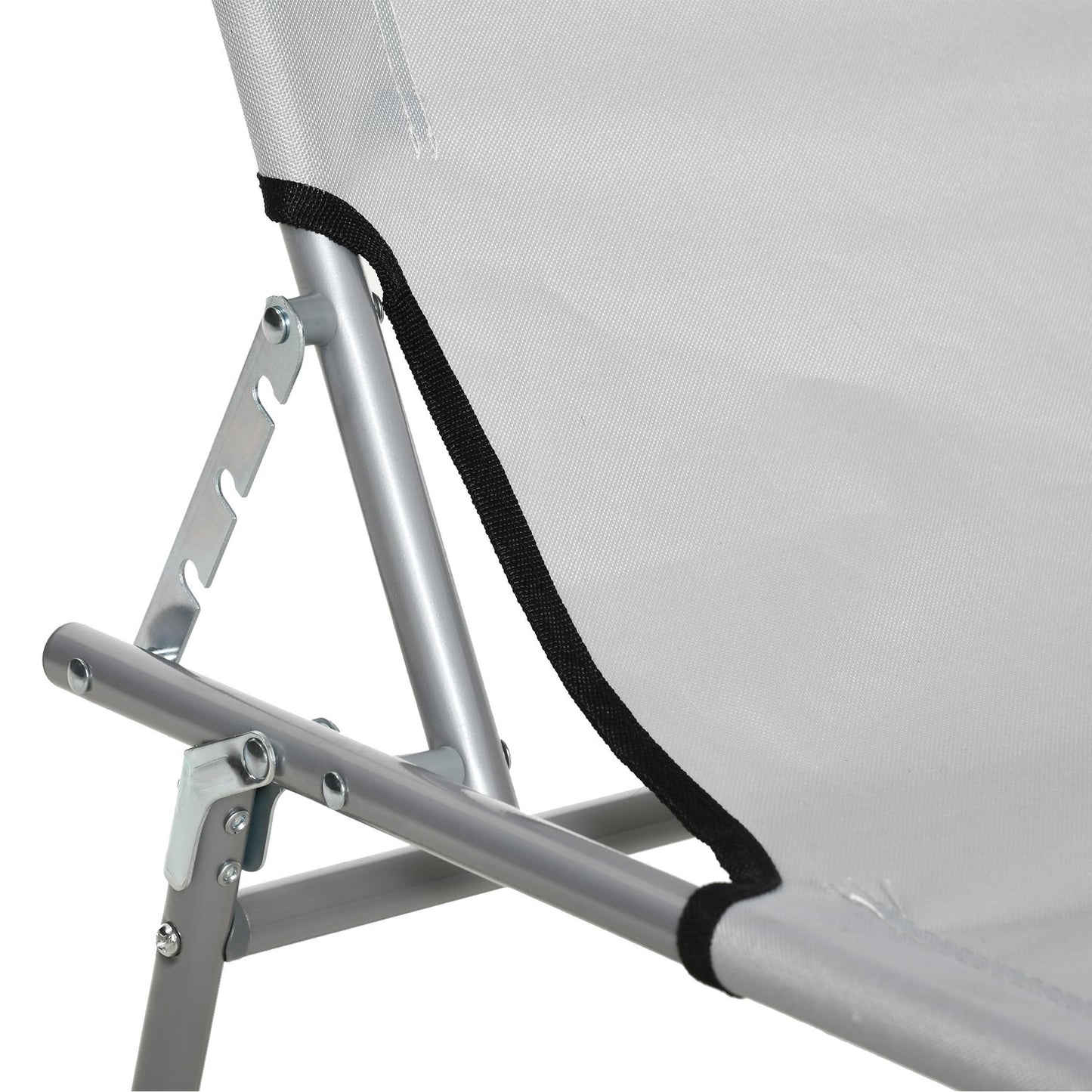 Folding sun lounger with 4-position backrest and roof