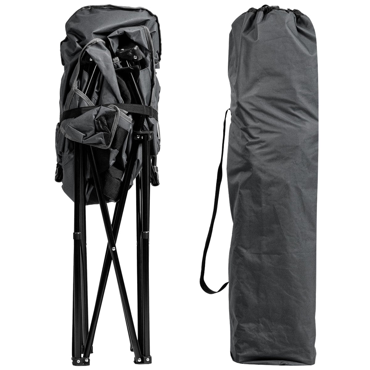 Oversized Folding Camping Chair with Cup Holder, Grey