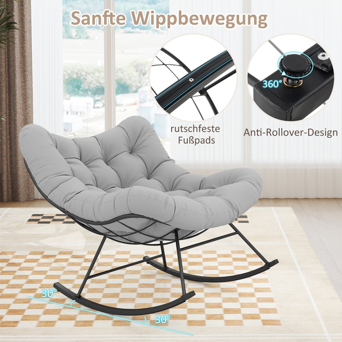 Oversized Indoor/Outdoor Rocking Chair with Cushion