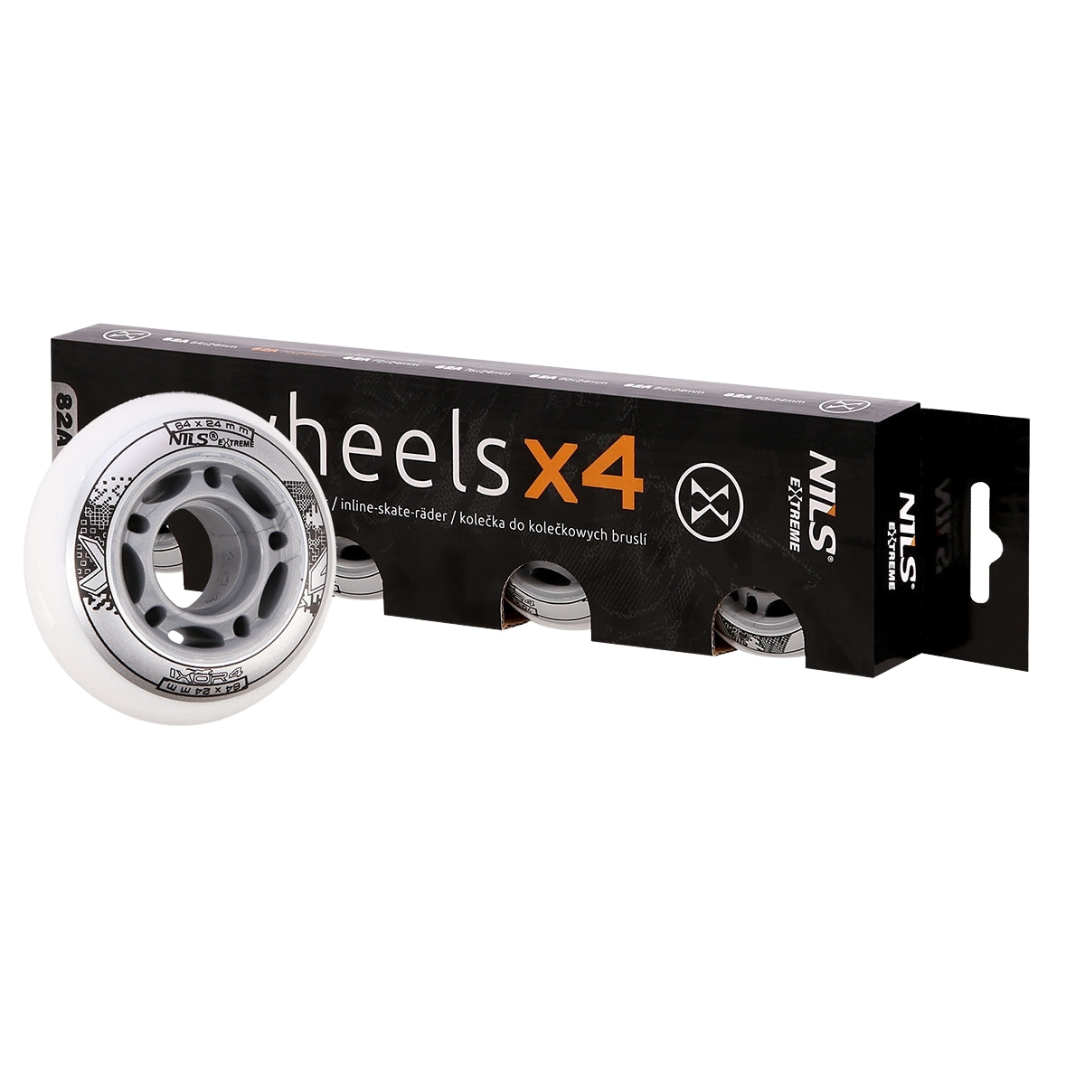 PU 64x24 82A White Wheels, Set of 4