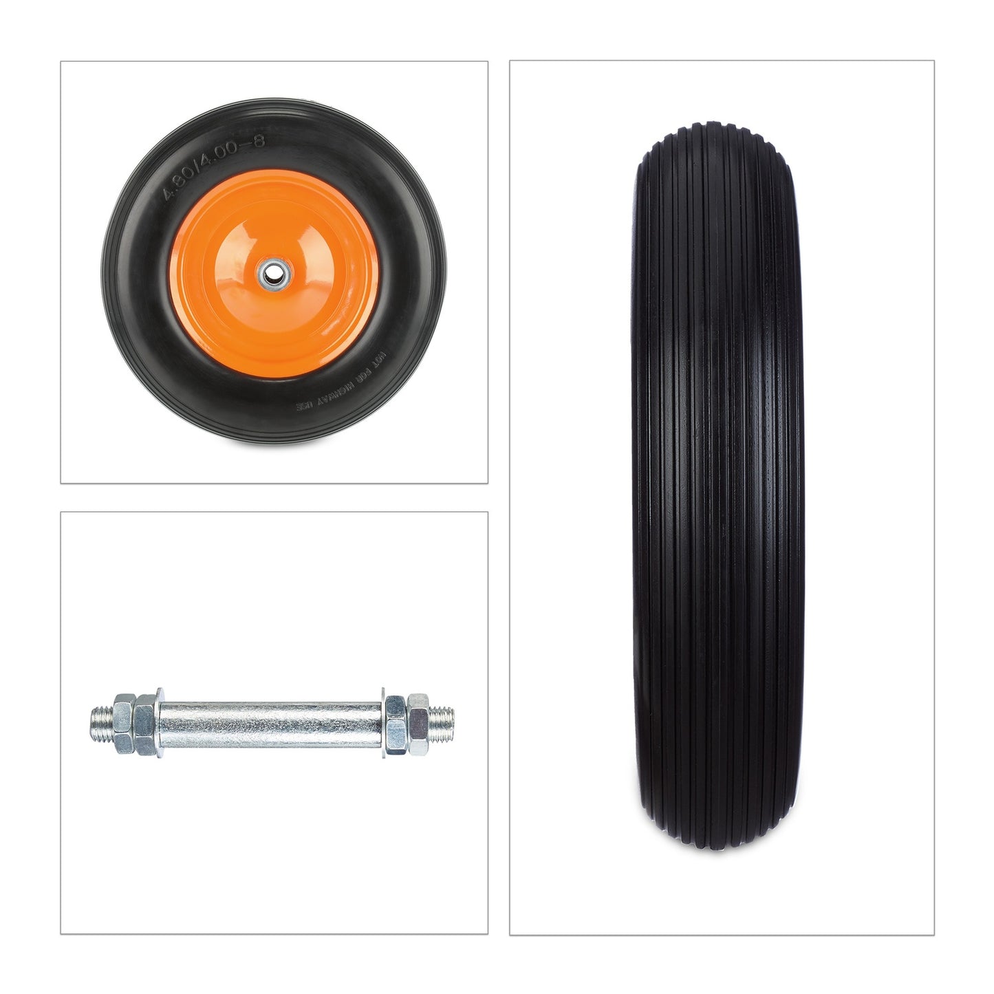 PU Wheelbarrow Tyre with Axle 4.00-8