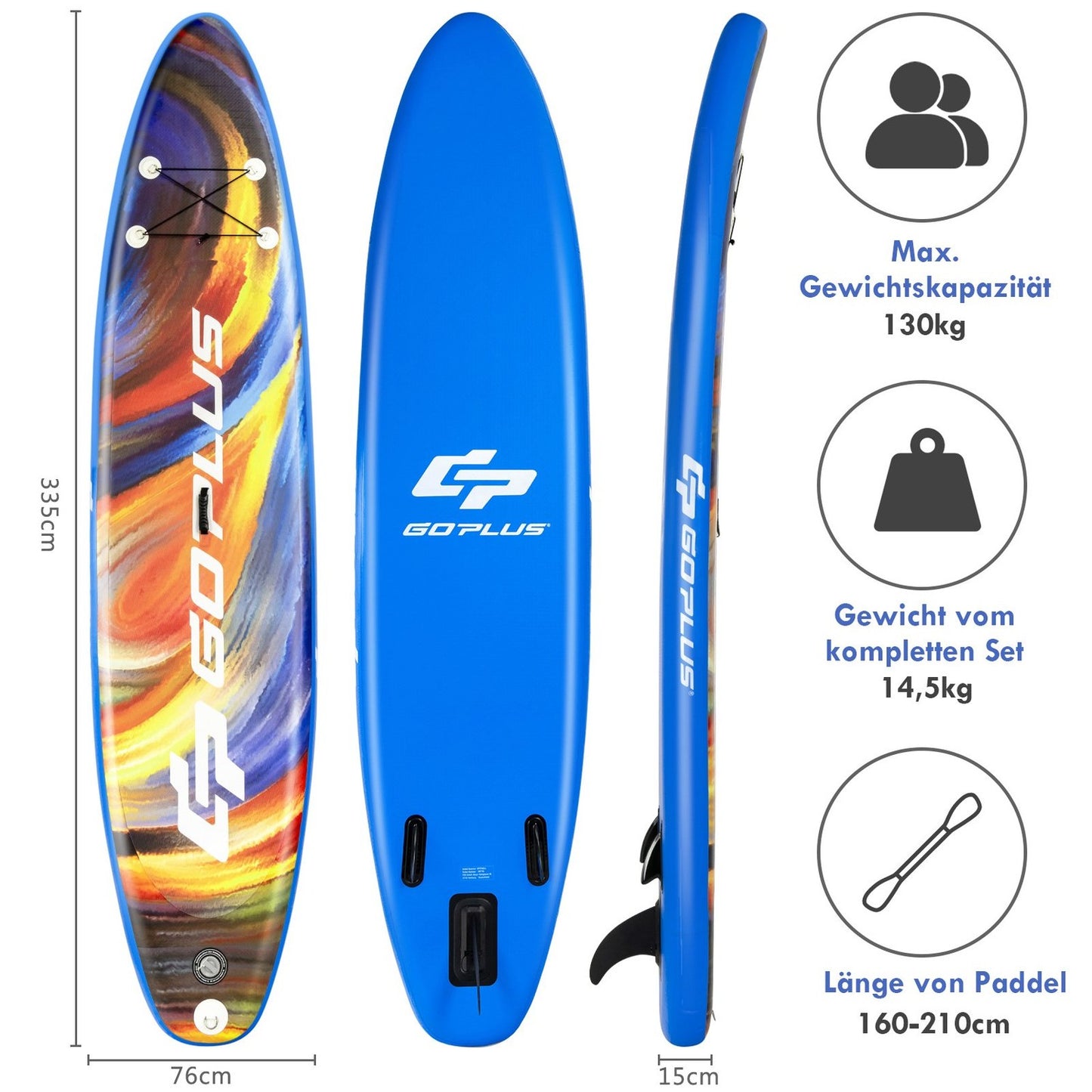 Paddle Board Stand-Up Inflatable Paddle Board 335 x 76 x 15 cm Starry Sky Pattern Colorful