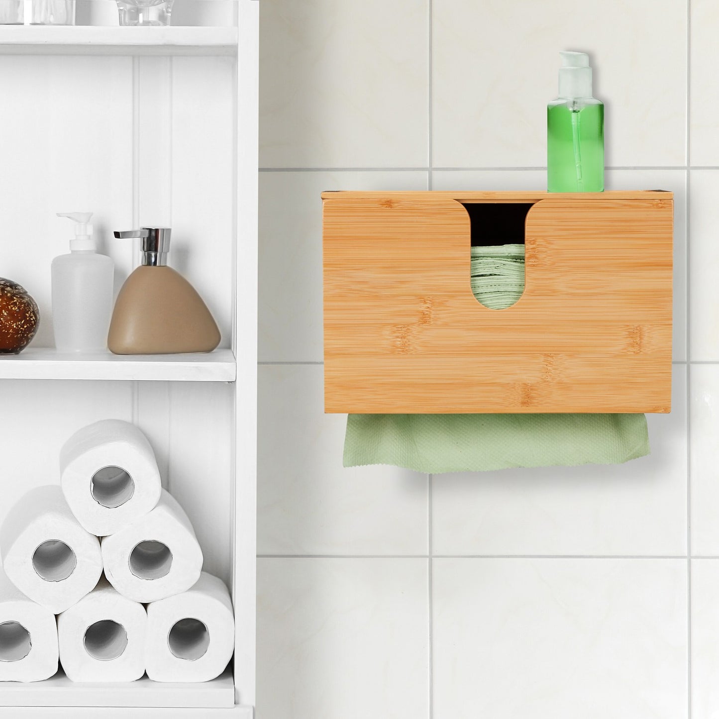 Paper Towel Dispenser Bamboo With Lid