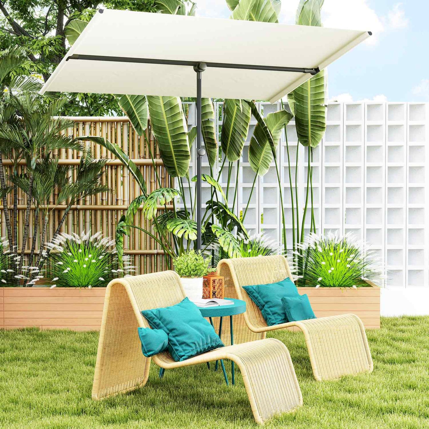 Beige Swivel Parasol, 180° Sun protection, 150x205 cm