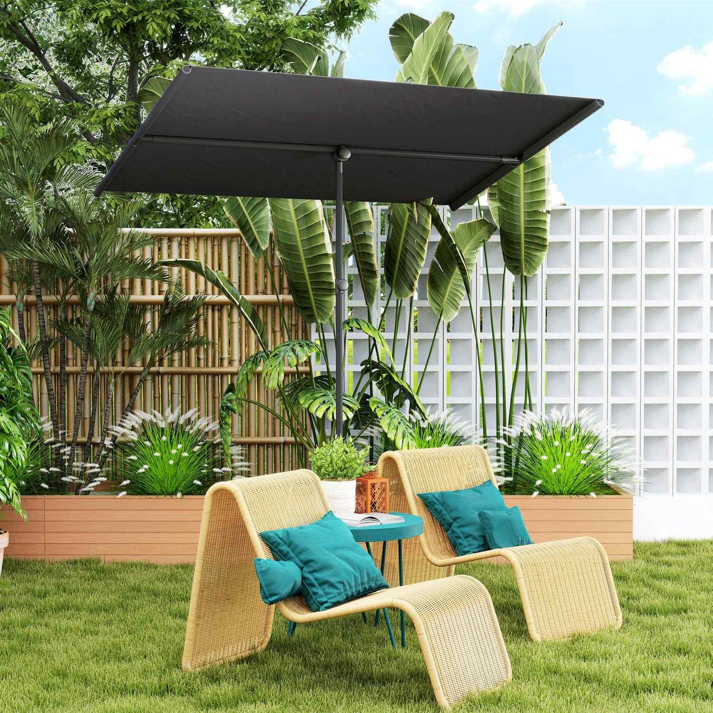 Rotatable garden parasol - adjustable height, sun protection