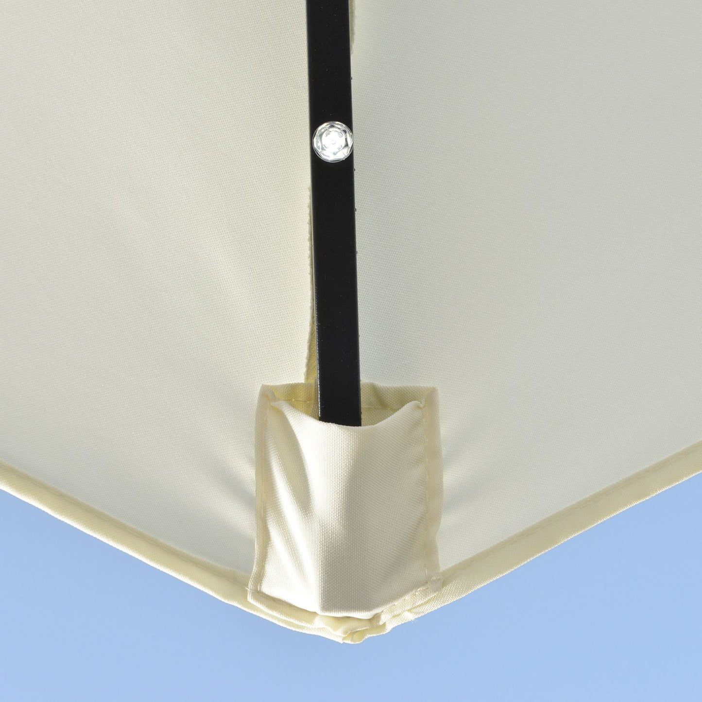 Half umbrella with LED lights, hand crank, solar panel, beige