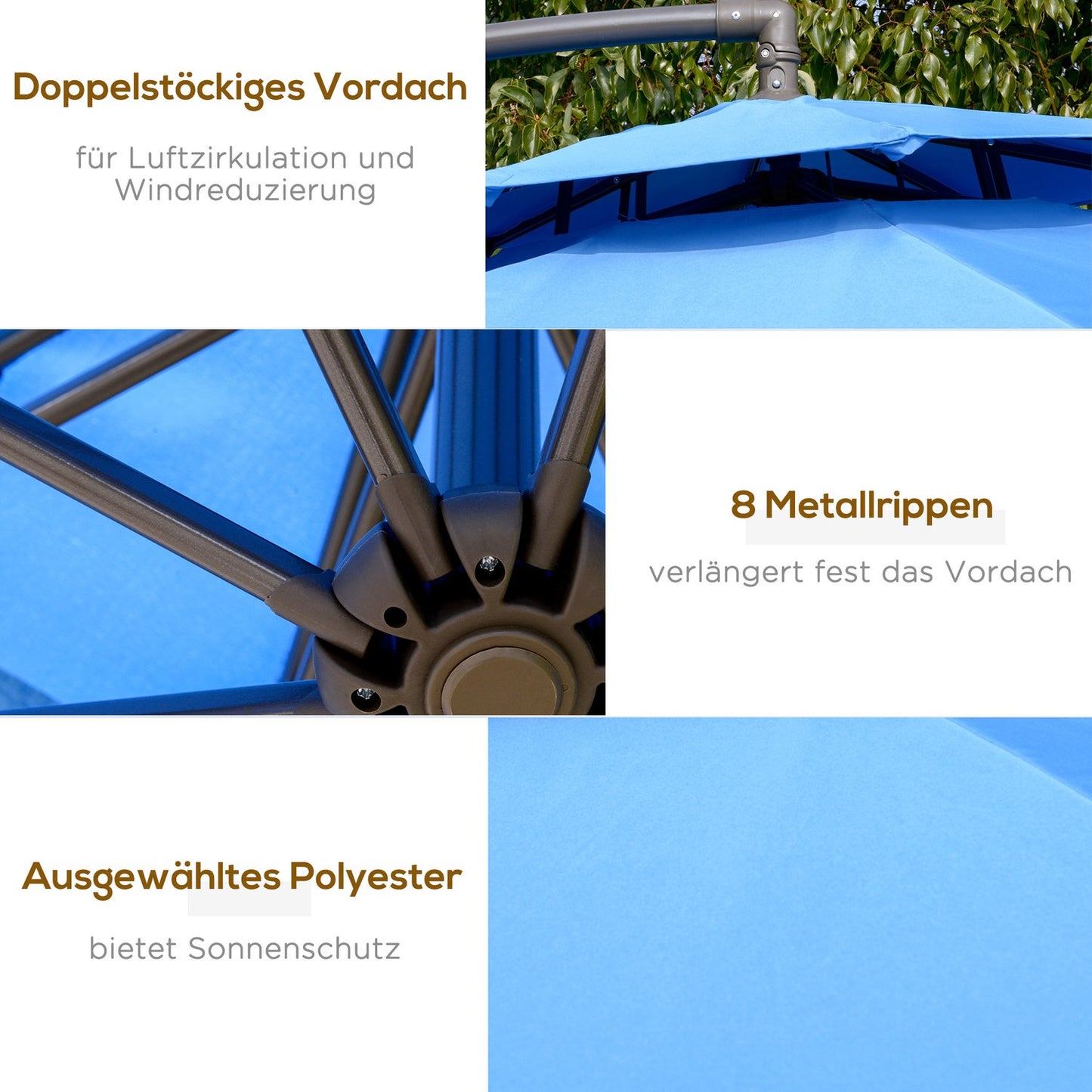 Cantilever umbrella, 2.67 m, double roof, UV protection